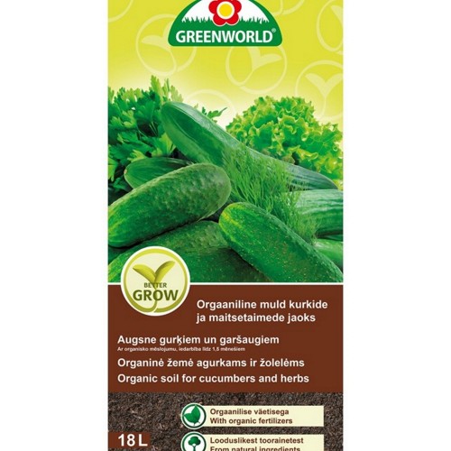 Orgaaniline muld kurkide ja maitsetaimedele Better Grow Greenworld 18 l